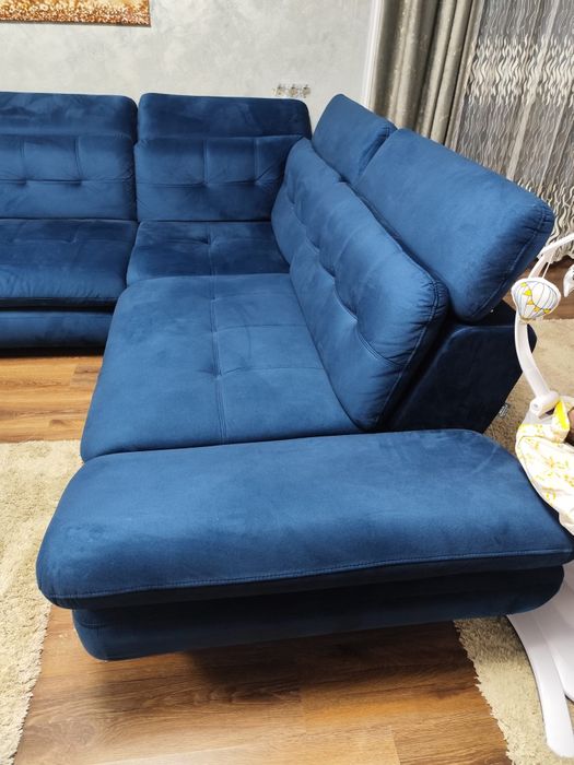 Colțar catifea bleu extensibil