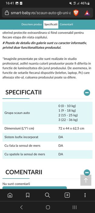 Scaun auto GB uni All 3 in 1 Nou