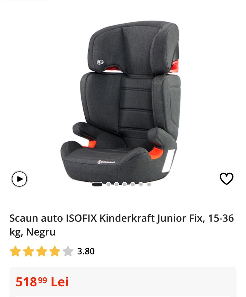 Scaun auto ISOFIX Kinderkraft Junior Fix