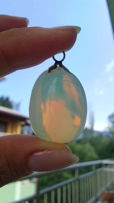 Сребърни обеци с естествен Розов Топаз/Висулка опалит/Висулка