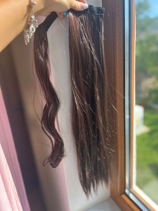 Extensie de păr sintetică șaten inchis