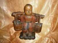 Statueta, sculptura orientala lemn pictat, Sec. 18-19, colectie