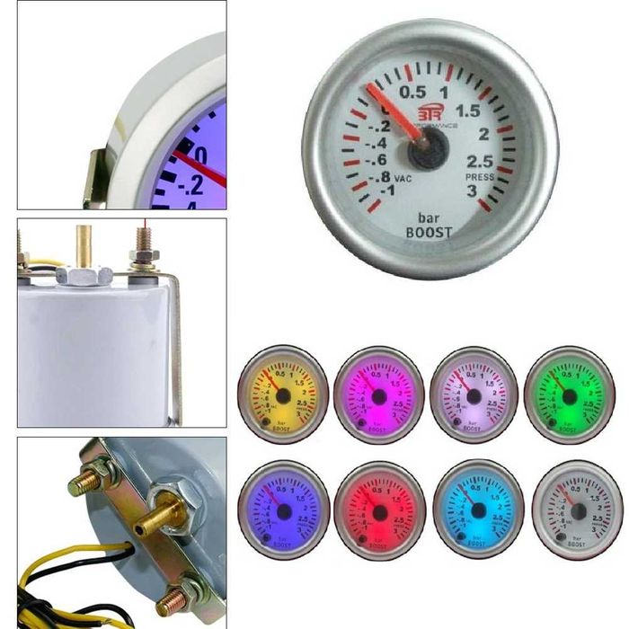 Уред за налягането на турбината Boost Meter RGB - 3 bar/52мм/7 цвята.