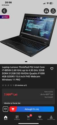 VAND SAU SCHIMB Lenovo ThinkPad P52 / 20MA i7-8850h-32GB Ram