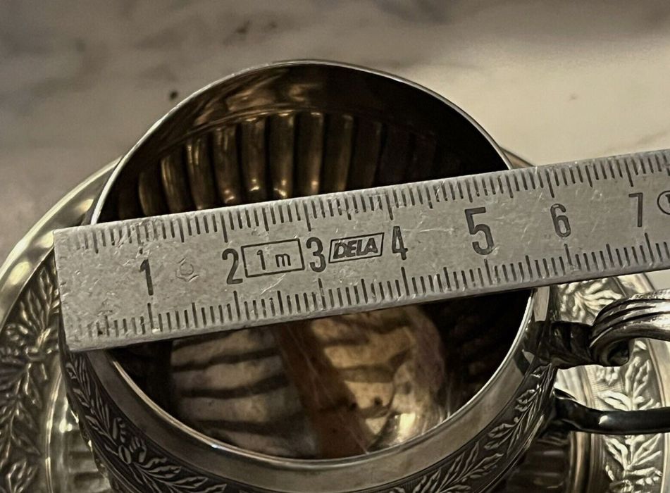 Ceașcă cafea si farfurie argint masiv Minerva 950