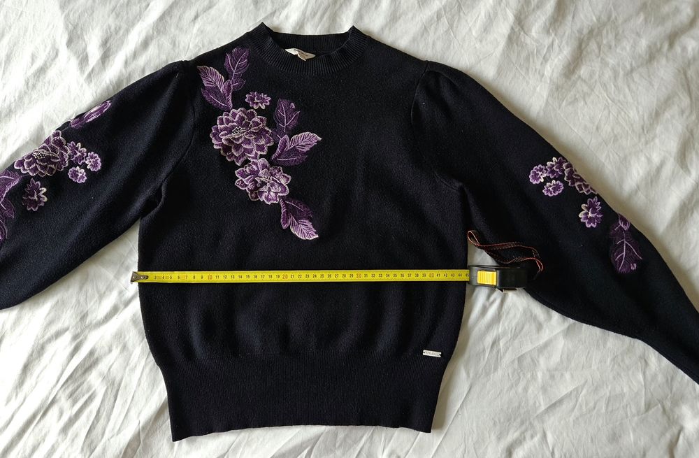 Pulover Pepe Jeans, S, negru cu broderie mov, f frumos