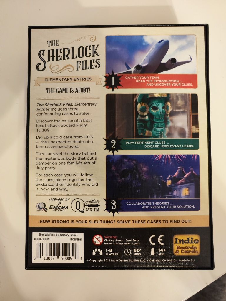 The Sherlock Files Elementary Entries -detective/escape room/boardgame