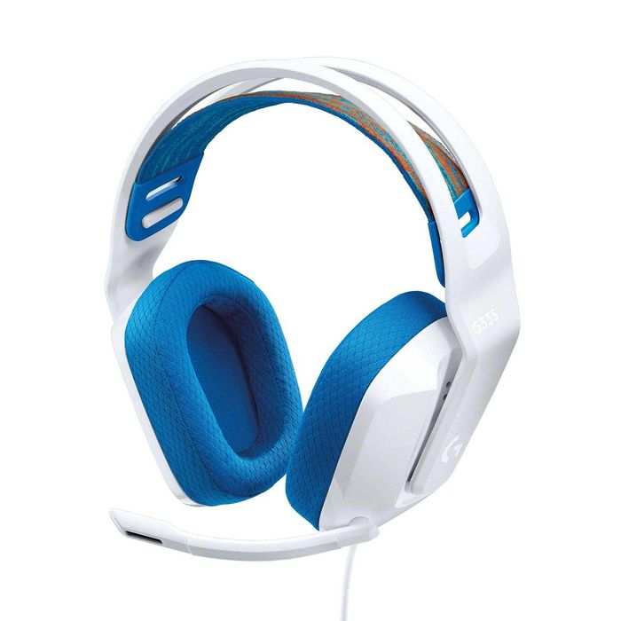 Геймърски слушалки Logitech G335, бели/сини