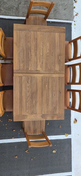 Масивна дъбовa  маса  за хранене с 8 столa