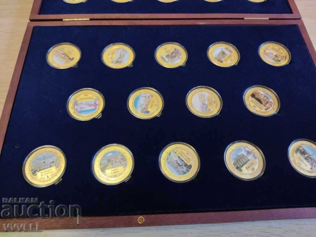 Пълен комплект ПОЗЛАТЕНИ медали 28 „Столици на Европа“