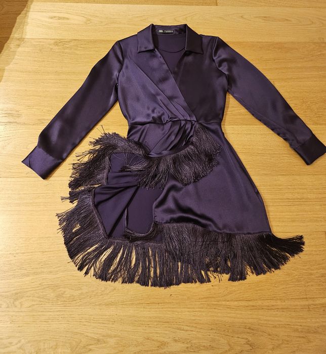 ZARA GLAMOROUS официална коприна рокля S
