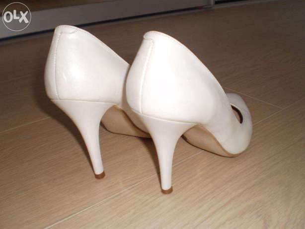 Pantofi ivory cu toc comod, din piele naturala, mireasa