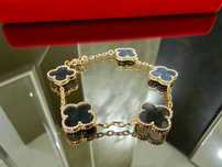Van Cleef & Arpels VCA Rose Gold Obsidian 5 Vintage Alhambra Гривна