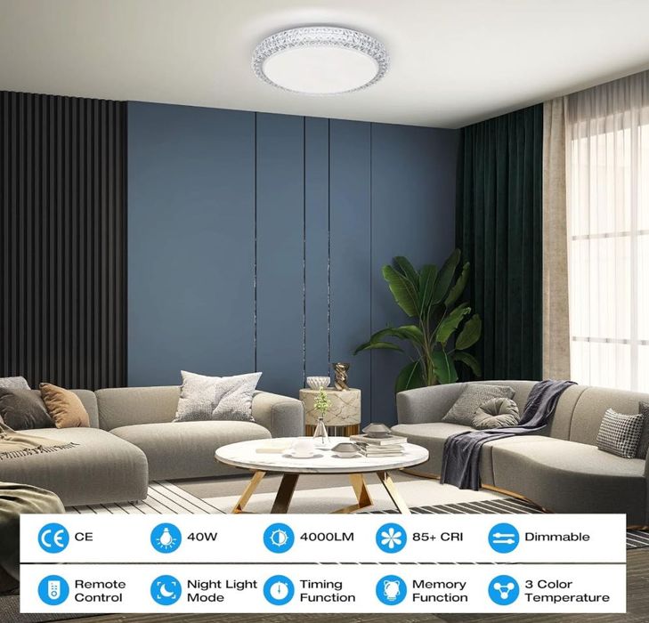 LED Таванна Лампа Димируема 3000K- 6500K  с Дистанционно