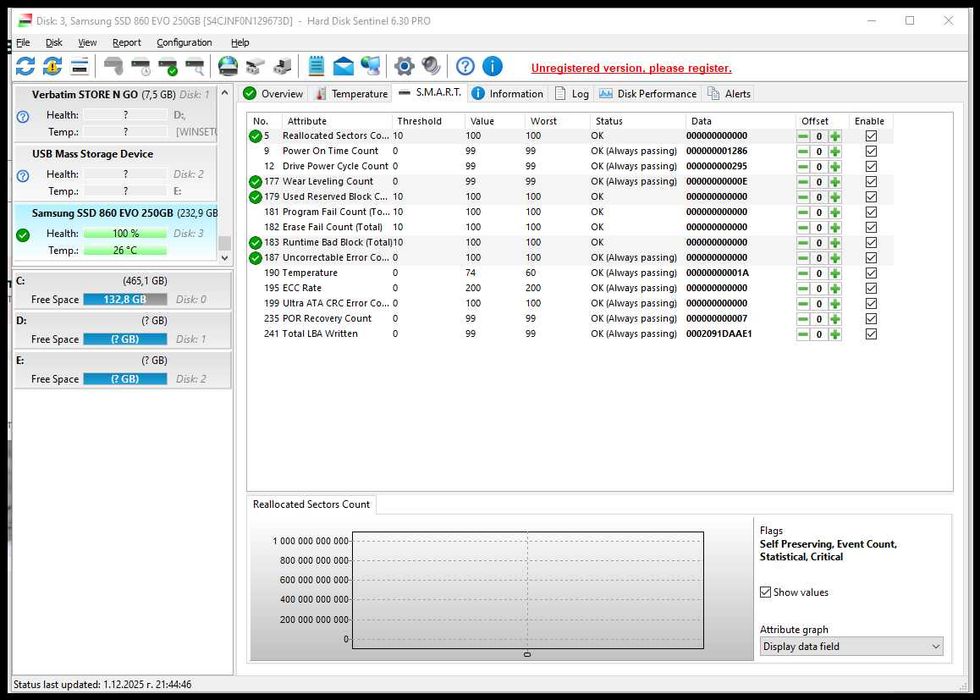 Диск Samsung 860 EVO , 250 GB, SSD SATA III, 2.5"