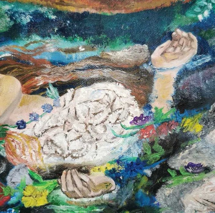 Pictura originala ulei pe pânză, reproducere Ophelia Millais