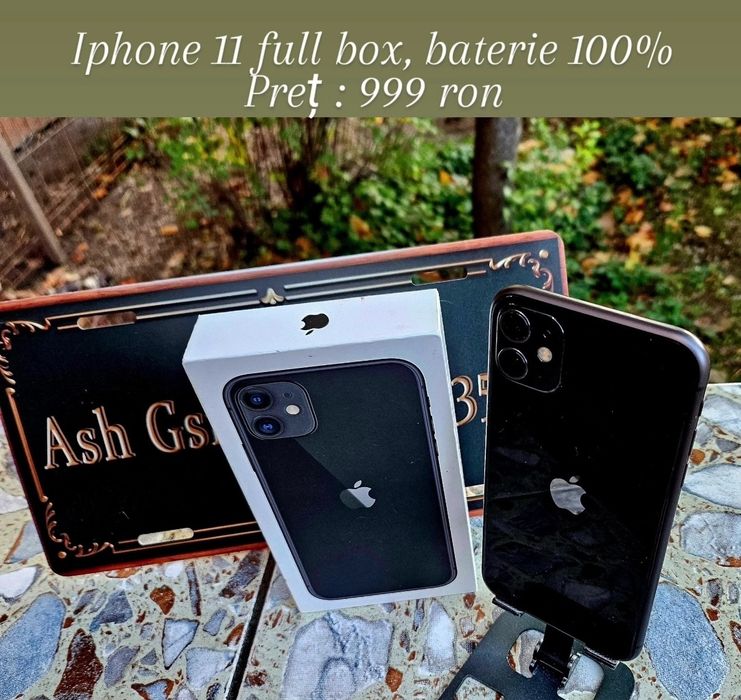 Iphone 11 black 64gb full box, baterie 100%