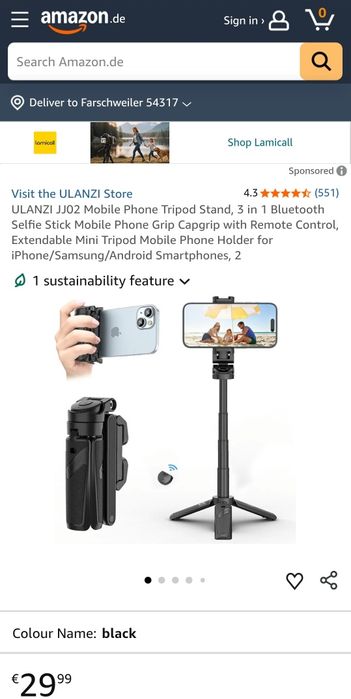 ULANZI JJ02 3в1 статив, селфи стик и грип за Телефон с Bluetooth диста