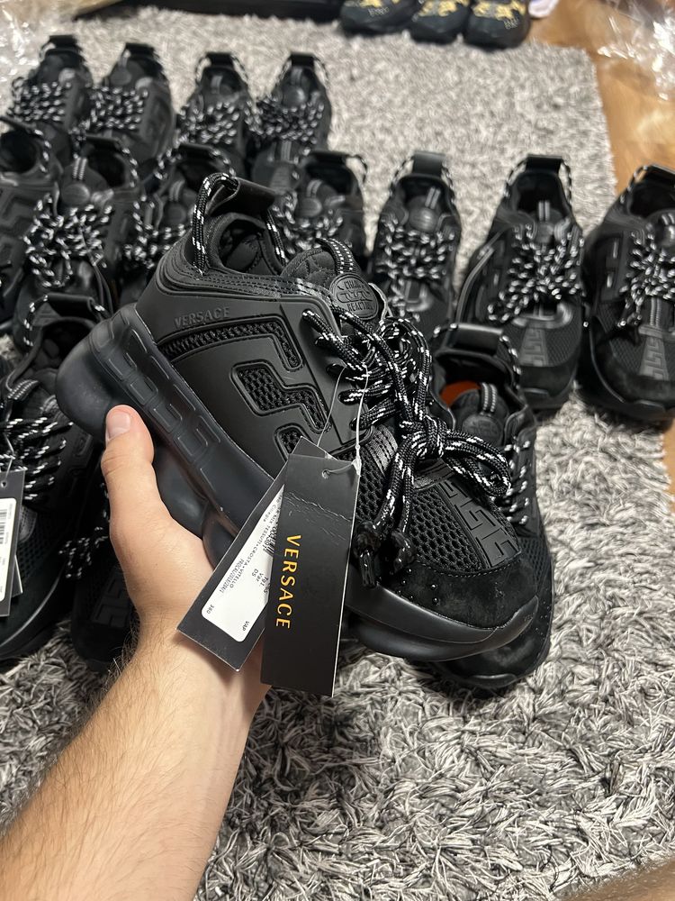 Adidasi Versace Chain Reaction Negrii Black