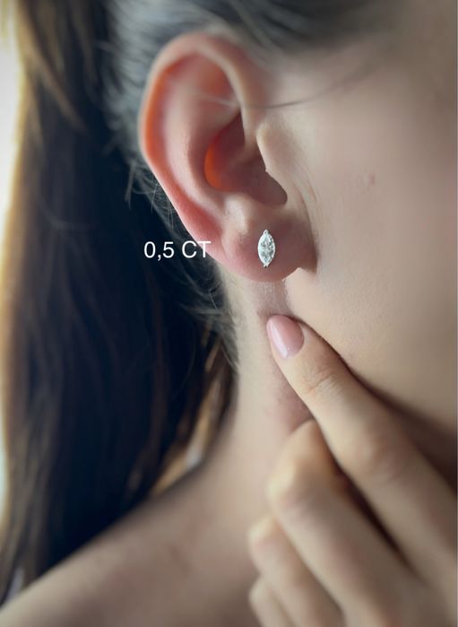 Cercei cu moissanite Marquise cut
