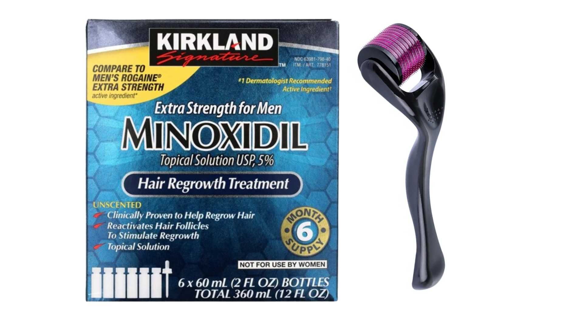 Minoxidil Kirkland 5% - Tratament 6 Luni + Dermaroller