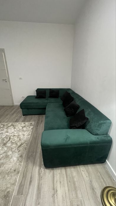 Canapea/Coltar Verde Smarald / Extensibila / Lada Depozitare