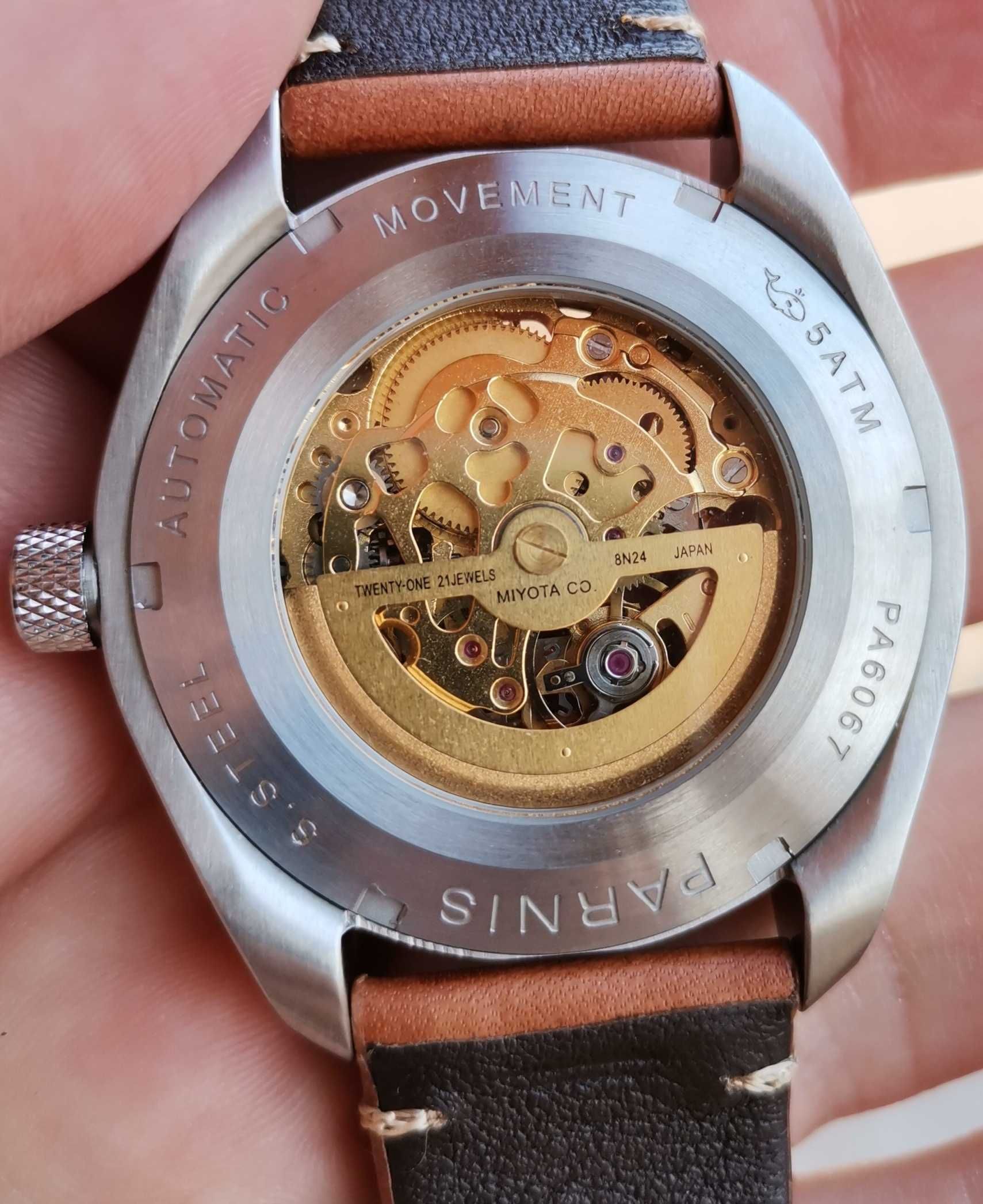 Parnis Skull 43 mm mecanism automatic citizen miyota