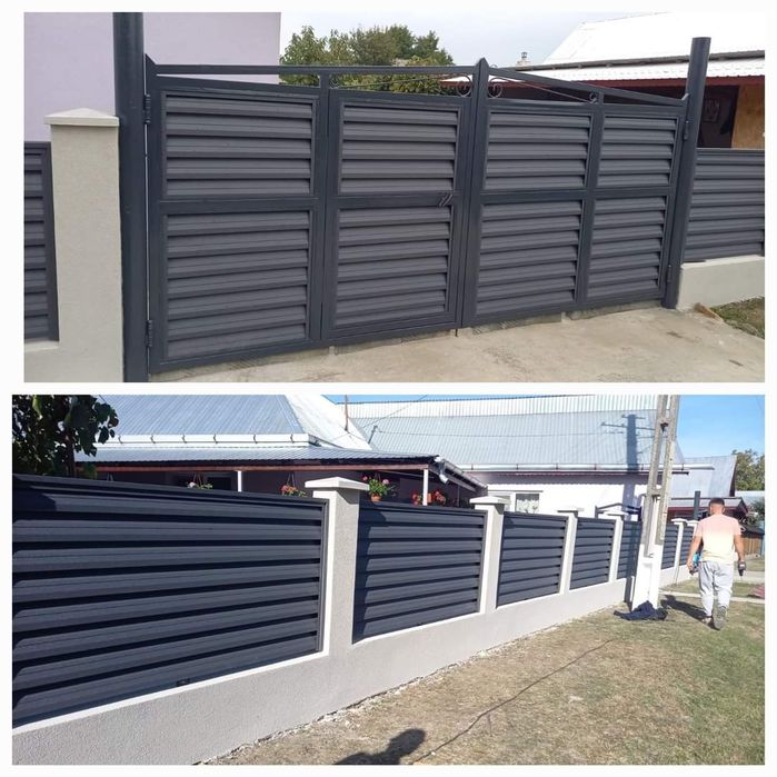 Garduri din sipca metalica, panouri stil jaluzele, tabla cutata, plasă