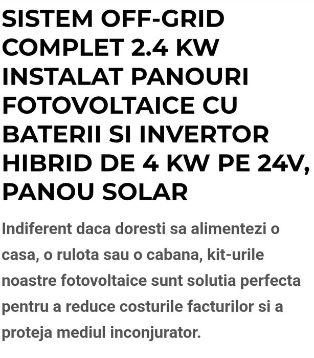 Invertor sin pur 24v/8 kw pt. producere energie electrica