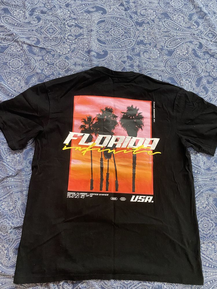 Tricou Negru Florida cu Imprimeu pe Spate