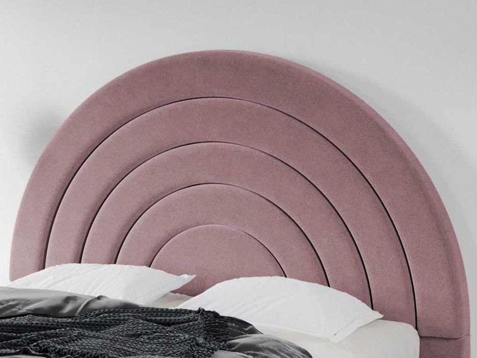 Pat Tapitat Leo Roz Velluto 14 cu tablie semirotunda rabatabil