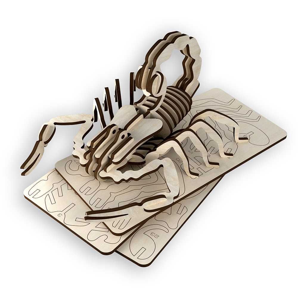 Scorpion 3D Puzzle, Lemn Natural, 33 piese