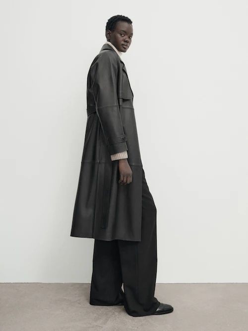 Trench din piele Massimo Dutti