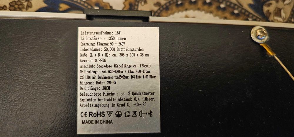 lampa crestere plante 38cm 225 led