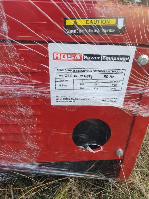 Vând generator MOSA GS S-8000 HBT cu motor Honda – NOU, nefolosit.