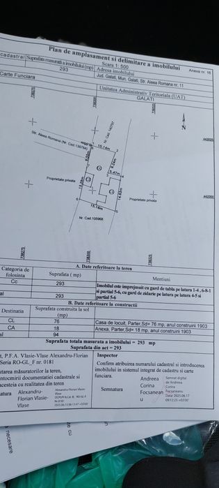 Vând teren 300 mp zona centrala Galați