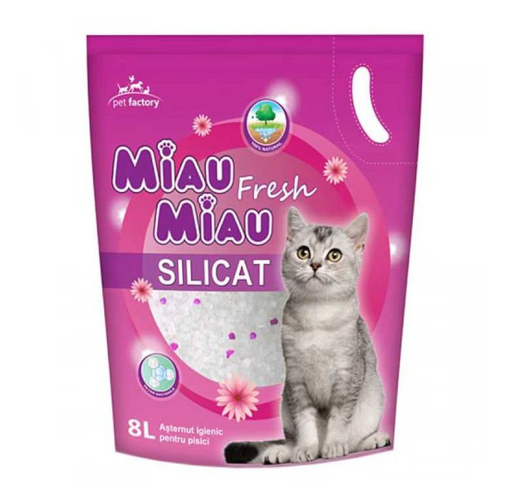 Asternut igienic pentru pisici Miau Miau, Floral, Silicat 8L