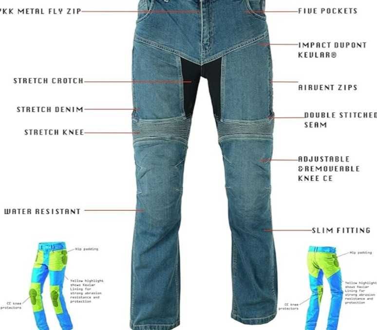 Pantaloni jeans moto cu protectii