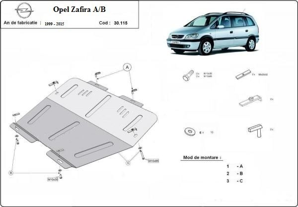 Scut motor metalic pentru Opel Zafira A,B,C 1999-prezent - otel 2mm