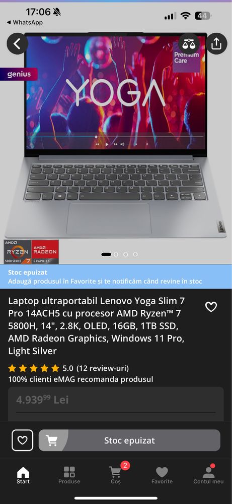 Vând Lenovo Yoga 7 pro