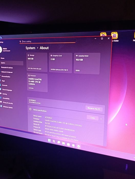 Kompyuter sotiladi DDR3 16GB 128+500GB H81 DA1 750ti