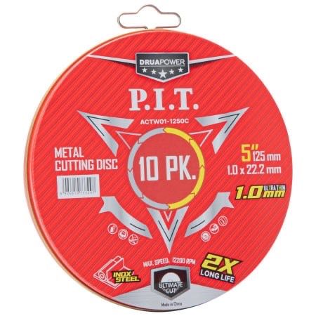 Диск отрезной по металлу и нерж. стали P.I.T. DRUA ACTW01-1250C 10шт