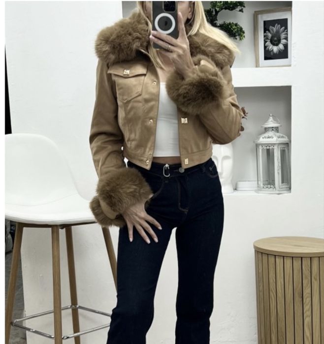 Яке от велур с косъм