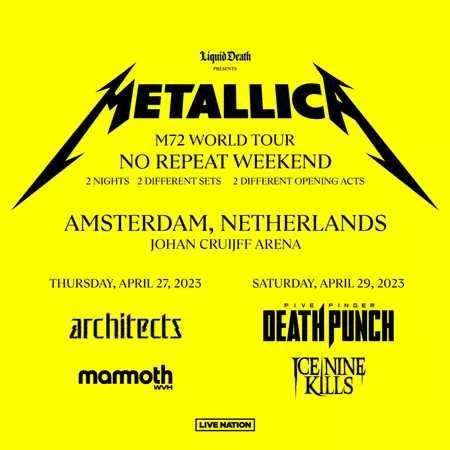 Билети Metallica в Amsterdam - 27ми и 29ти Април 2023