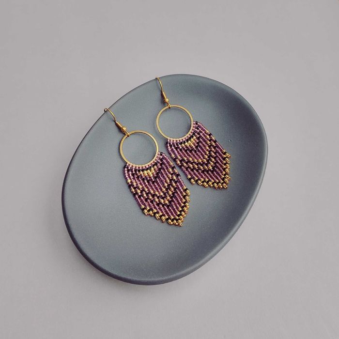 Ръчно изработени обеци, Японски мъниста, Неръждаема стомана, Стилни