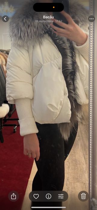 Geaca cu blana naturala Carolina design, nepurtata, nou nouta