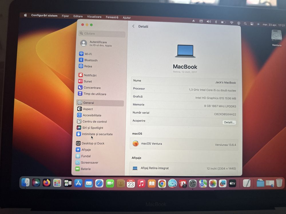 Laptop apple macbook 12” 2017 i5 retina display