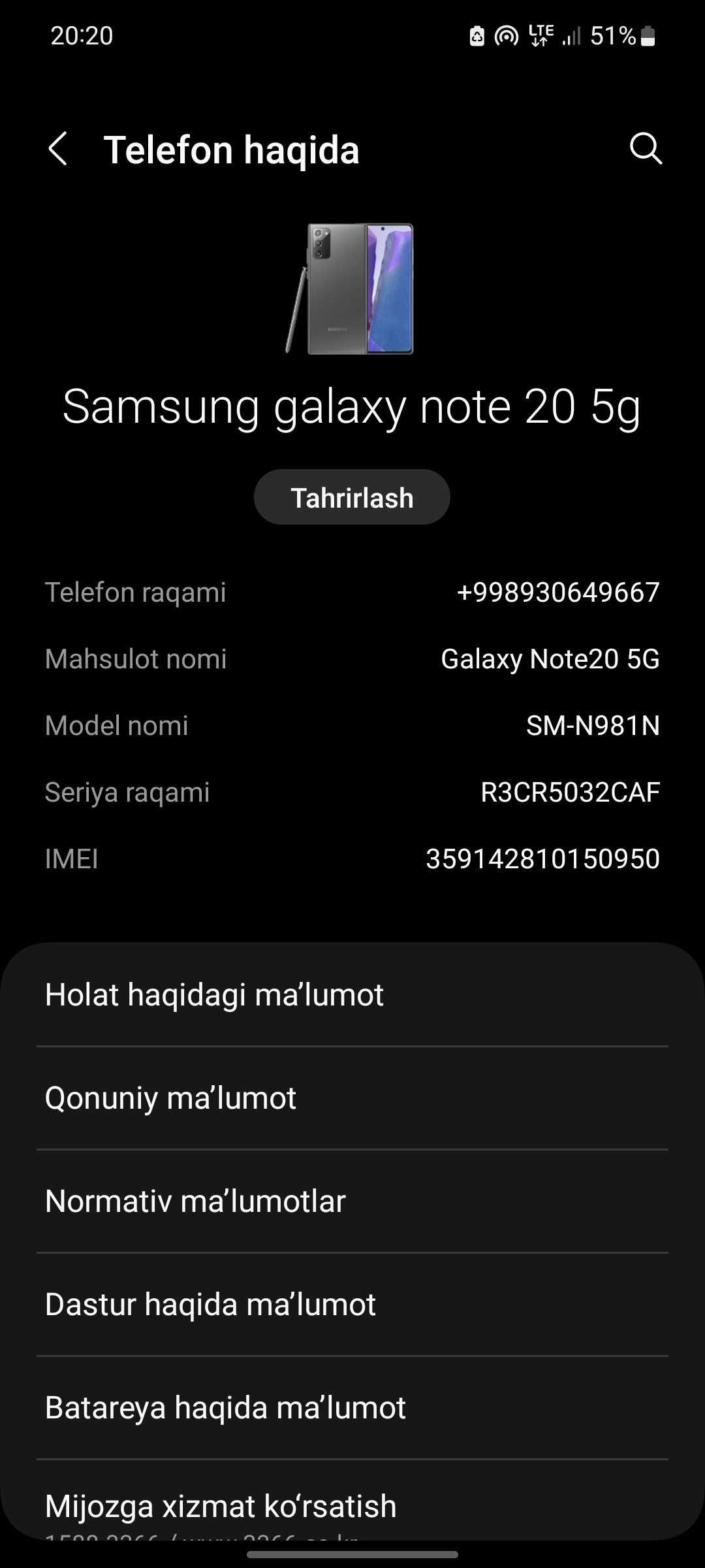 Samsung galaxy note 20 5g