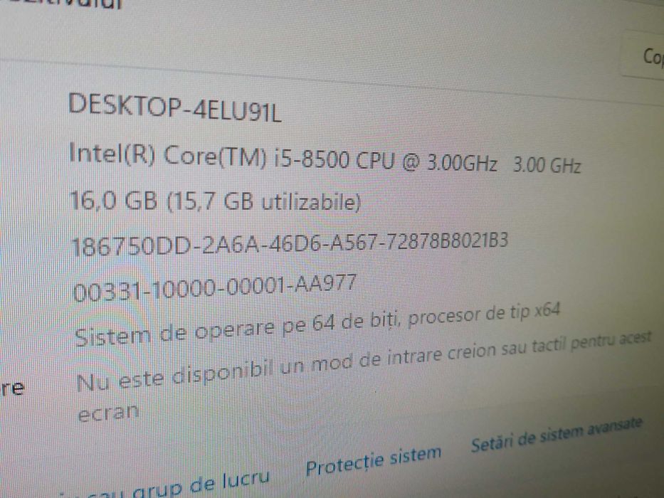 Unitate PC Fujitsu i5-8500 8GB Ddr4 Ssd