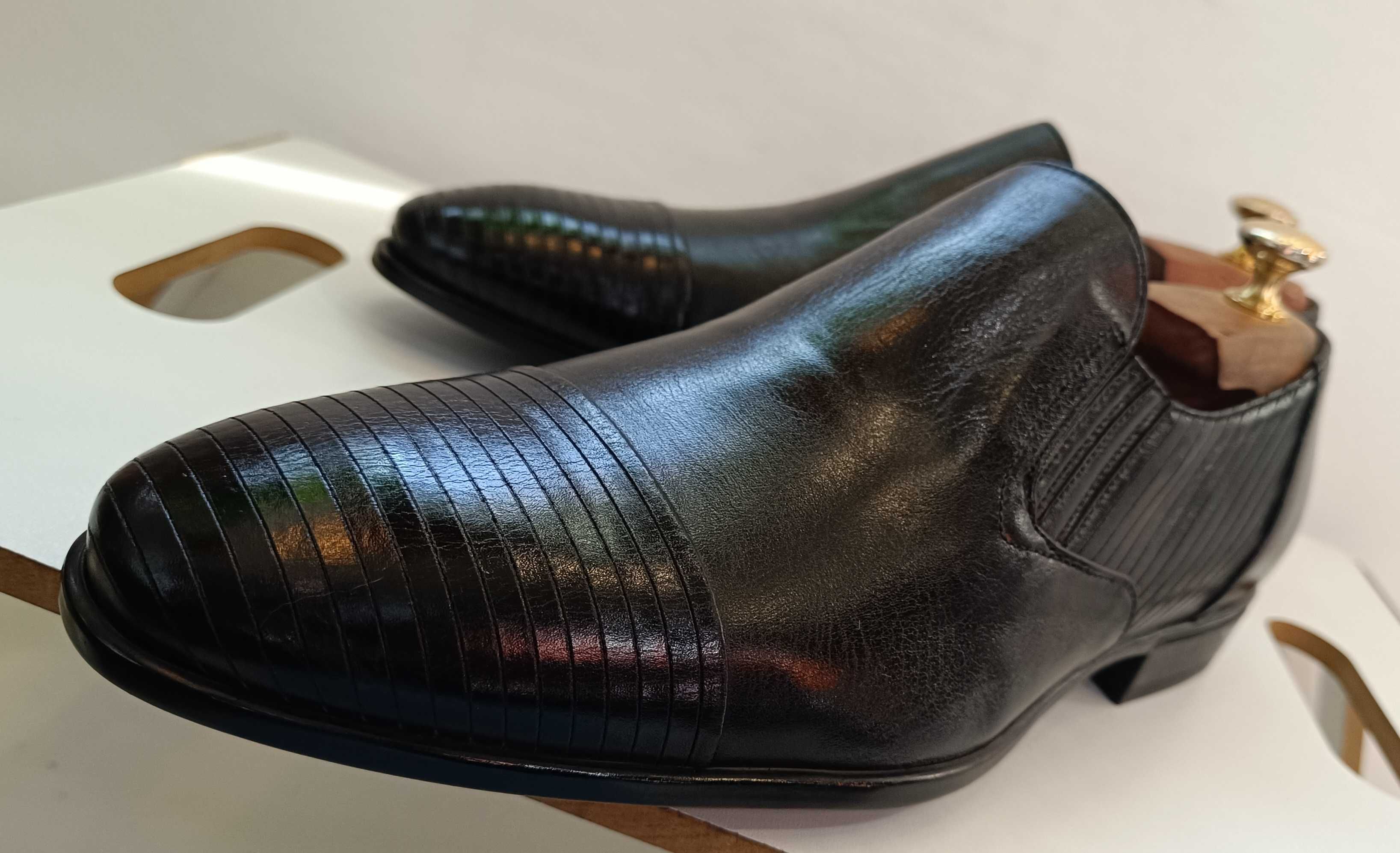 Pantofi loafer 42 42.5 cap toe de lux GREVE NOI piele naturala moale